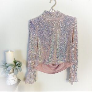 NWT Free People Moonstruck Sequin Open Back Top